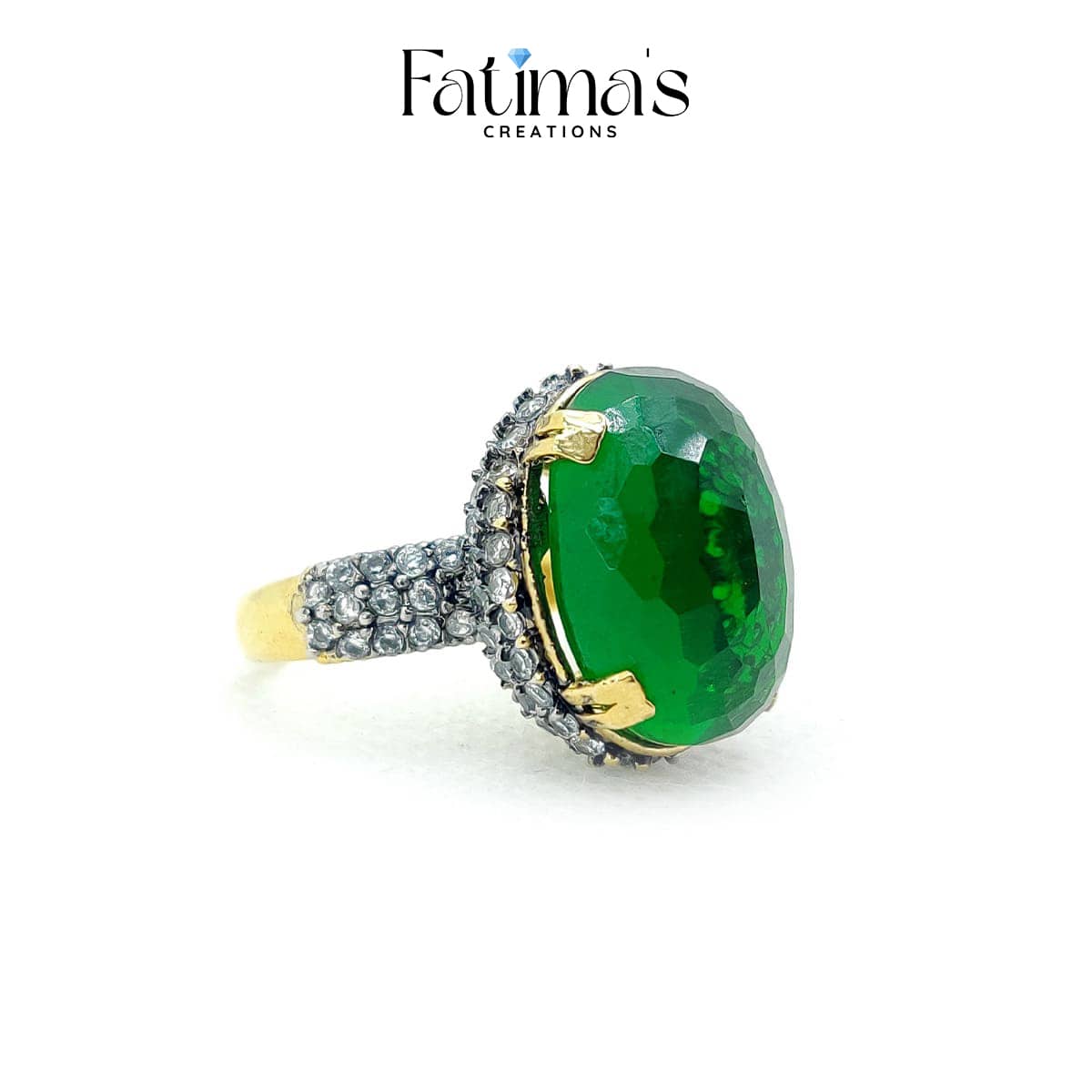 Royal Glimmer Ring β Statement Cocktail Ring with Oversized Crystal Gemstone | Handmade Fashion Jewelry