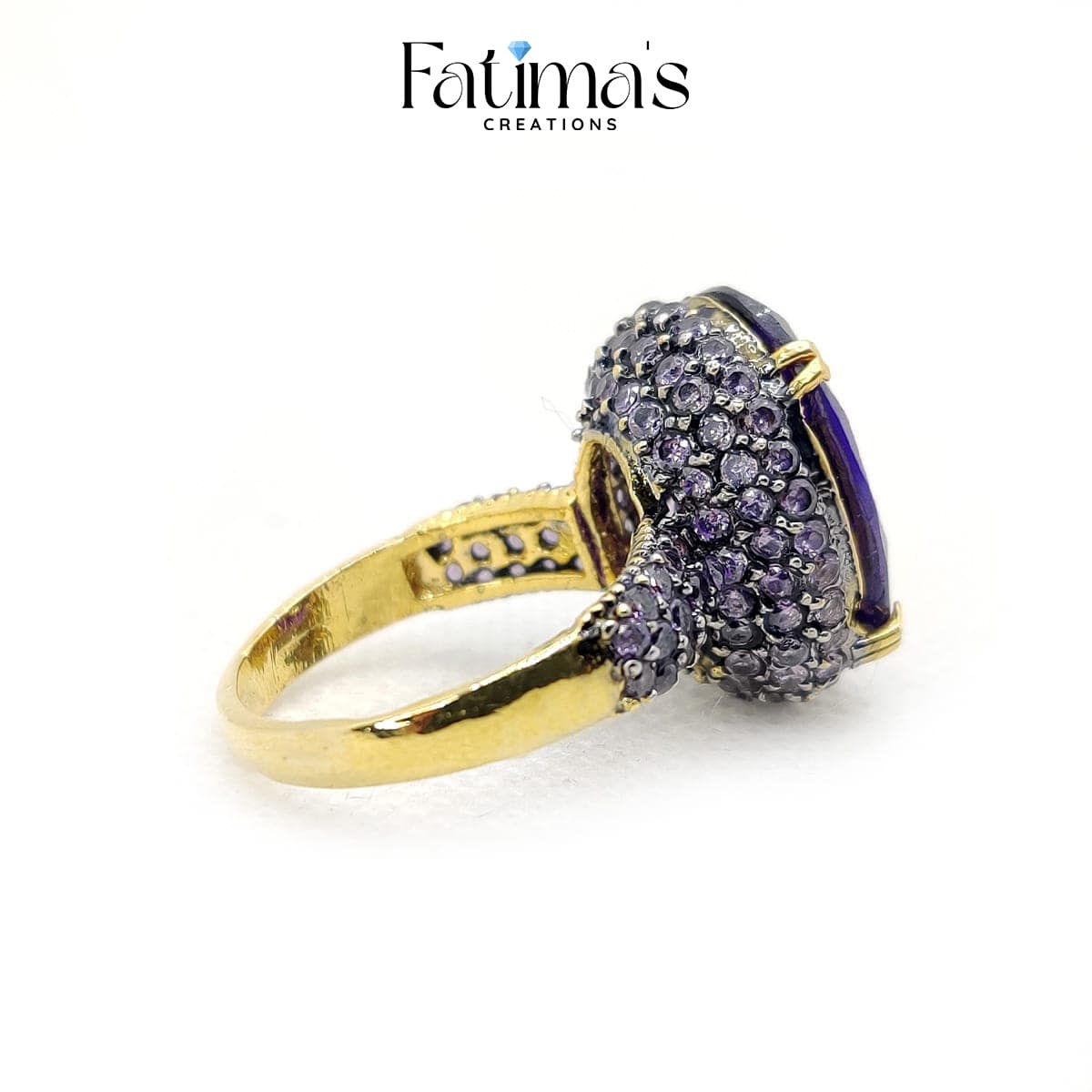 Royal Glimmer Ring β Statement Cocktail Ring with Oversized Crystal Gemstone | Handmade Fashion Jewelry