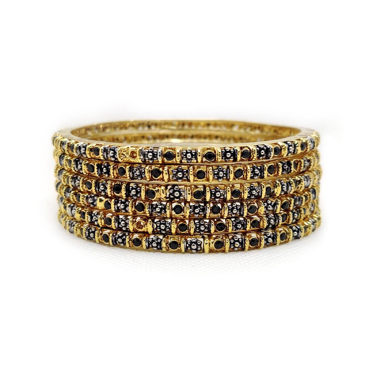 Regal Glow Bangles – Antique Finish with Bold Stone Accents