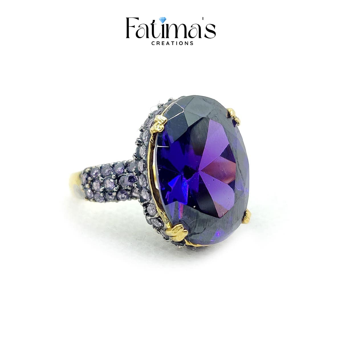 Royal Glimmer Ring β Statement Cocktail Ring with Oversized Crystal Gemstone | Handmade Fashion Jewelry