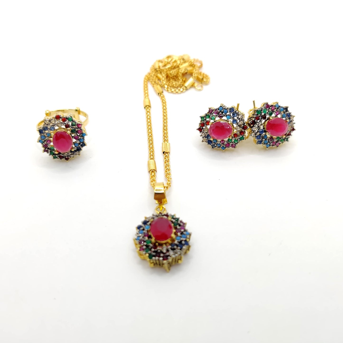 Elegance Combo Set β 3-Piece Handmade Jewelry Set with Ring, Earrings & Locket for Women