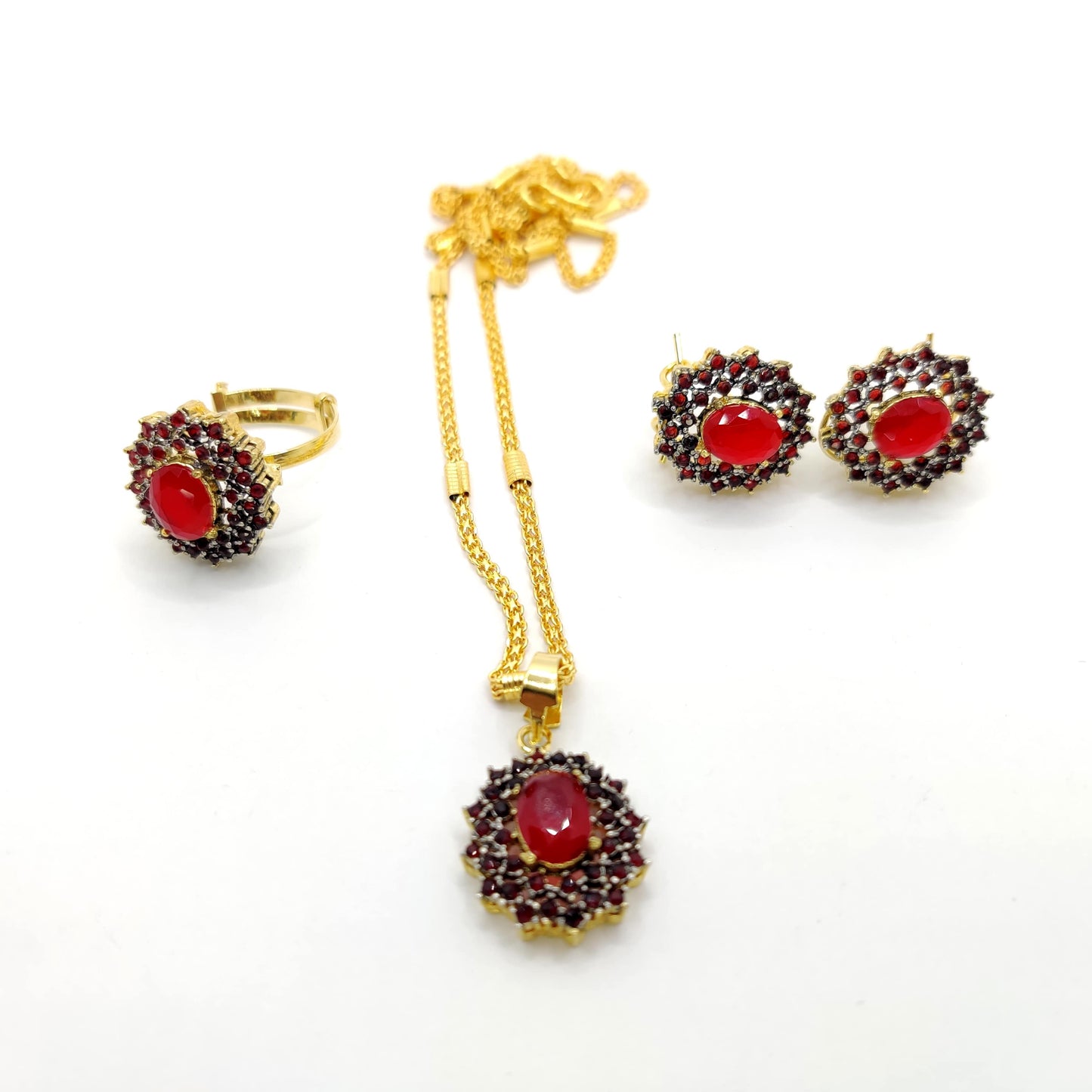 Elegance Combo Set β 3-Piece Handmade Jewelry Set with Ring, Earrings & Locket for Women