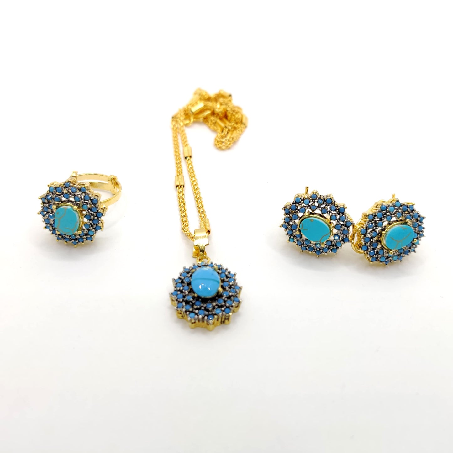 Elegance Combo Set β 3-Piece Handmade Jewelry Set with Ring, Earrings & Locket for Women