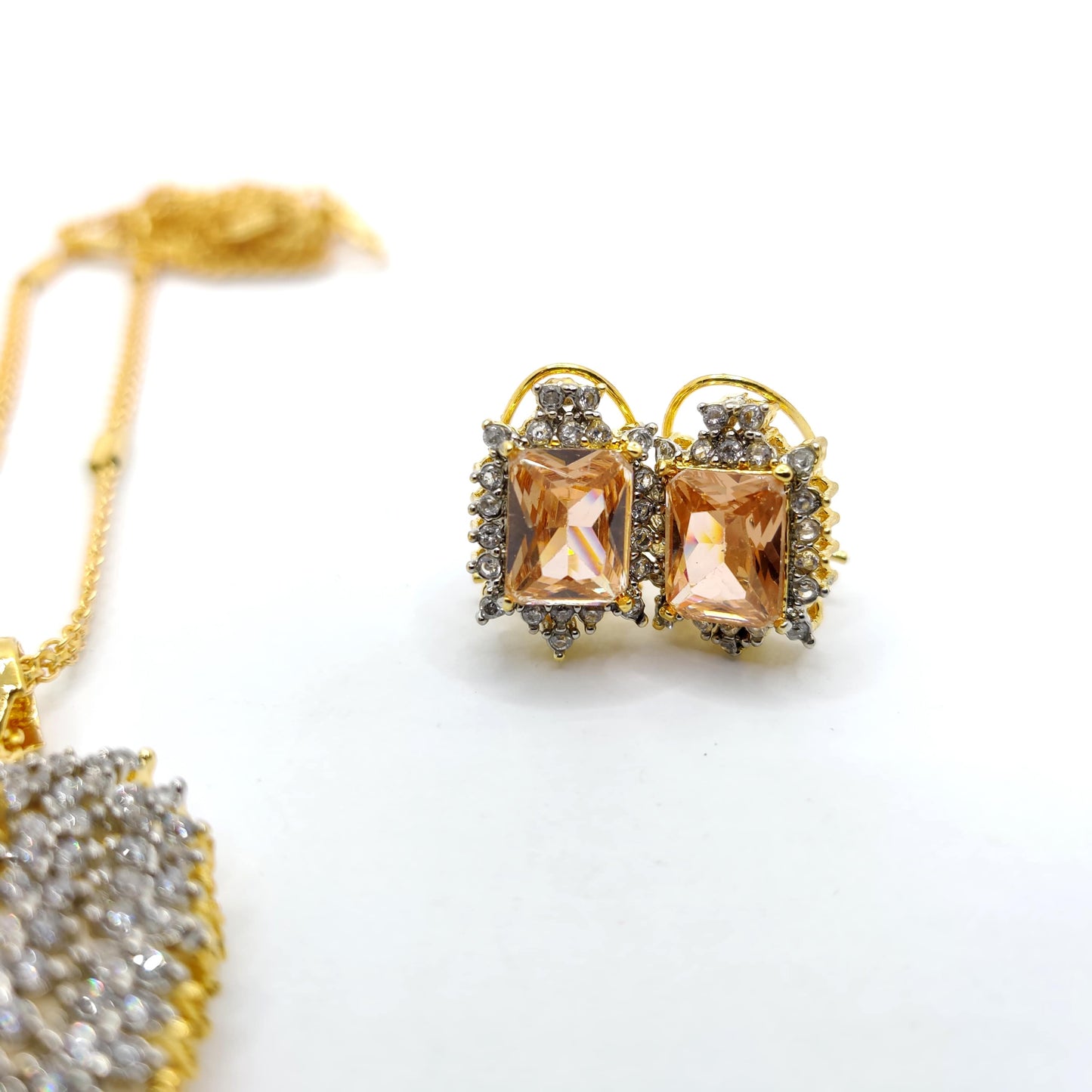 Shine Trio Set β Sparkling Locket, Earrings & Ring Combo for Women | Traditional Stone Jewelry Set