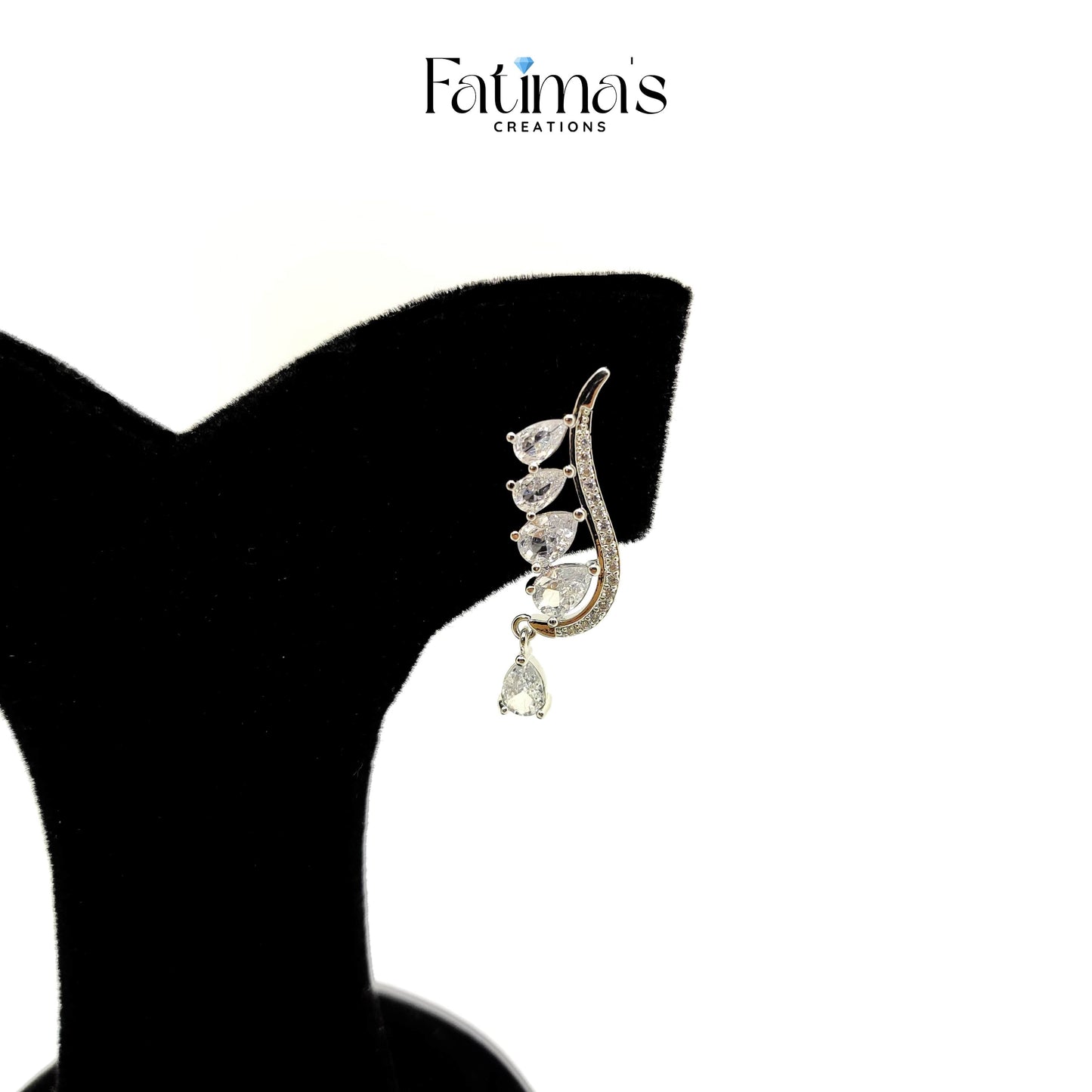 Ad Stone Earrings – Elegant Silver CZ Drop Earrings by Fatima’s Creations