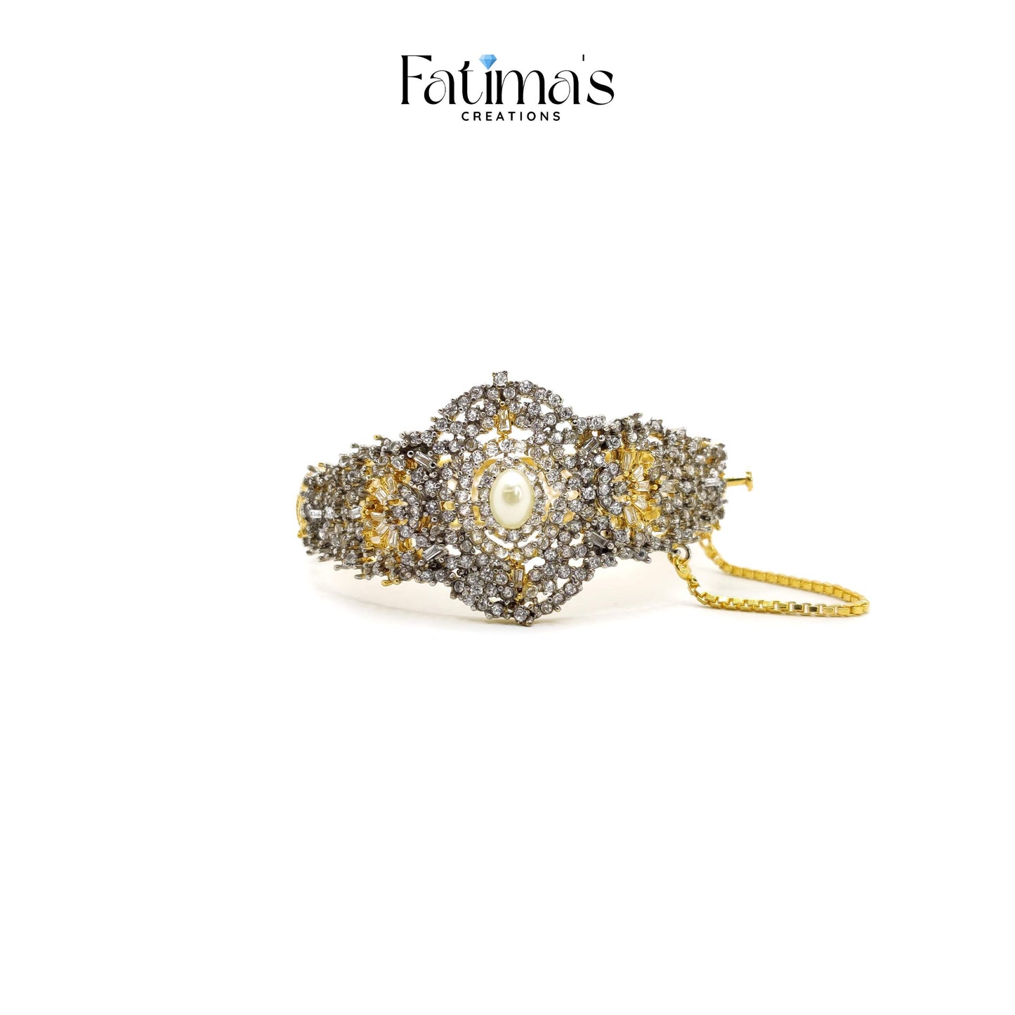 Graceful Zircon Karra with Ruby Centerpiece – Bridal Statement Bangle
