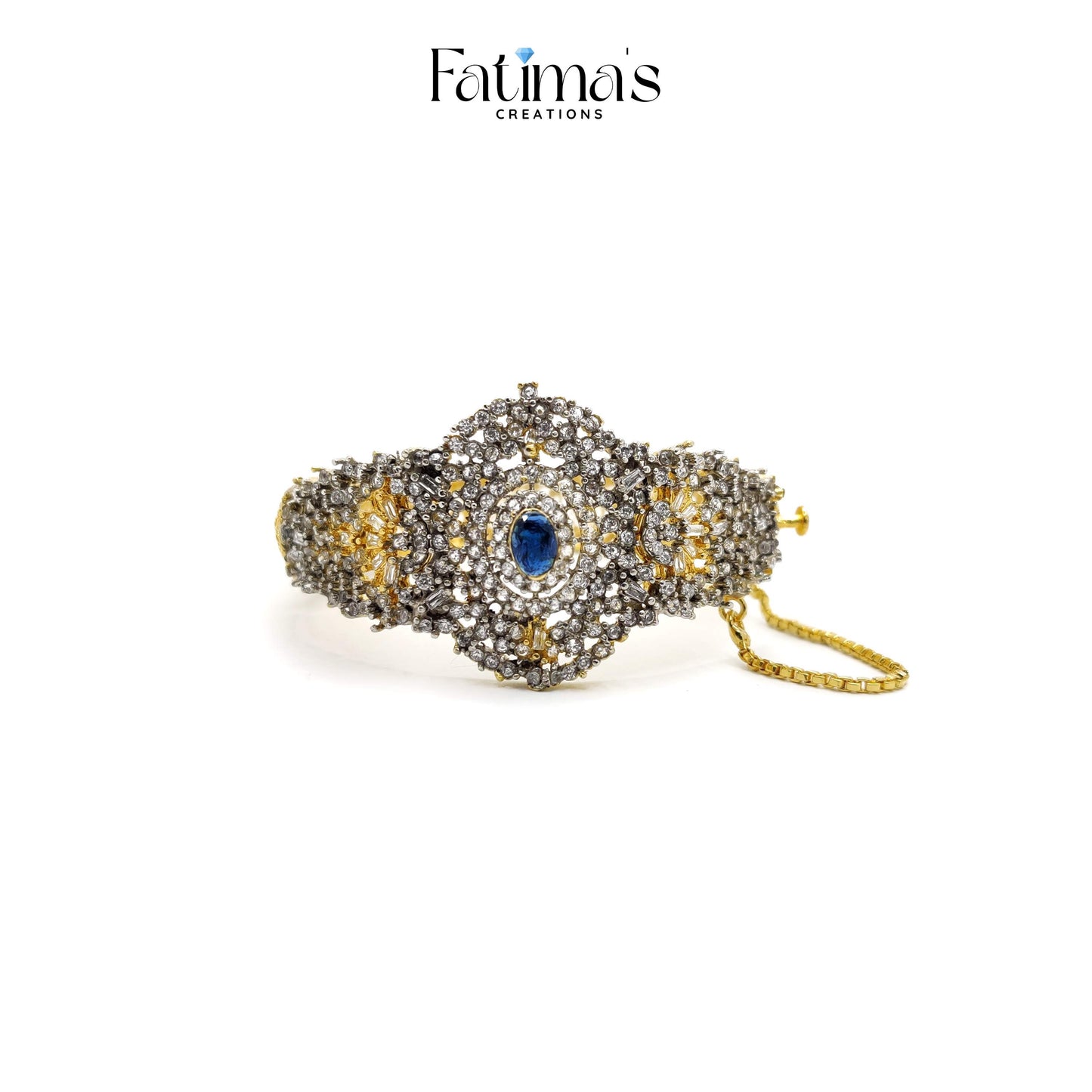 Graceful Zircon Karra with Ruby Centerpiece – Bridal Statement Bangle