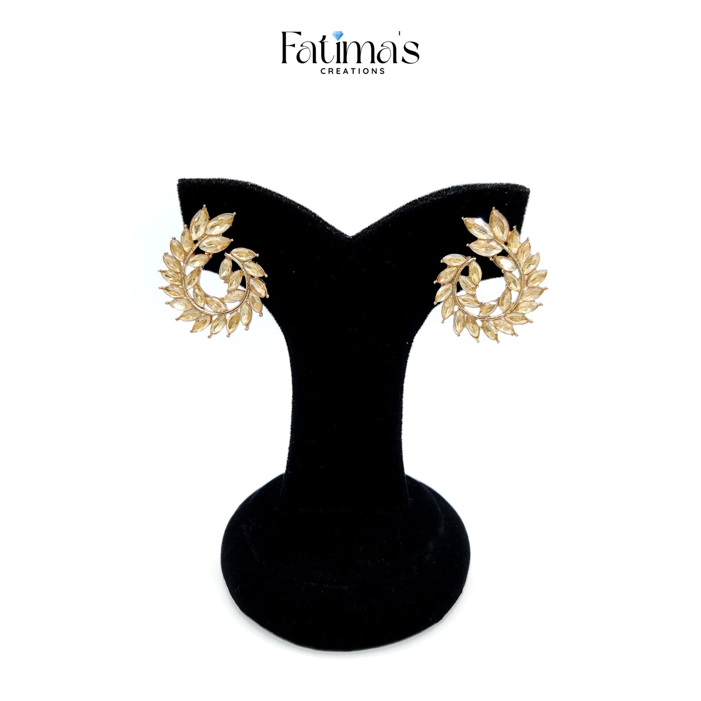 Glamorous Aura Stud Earrings – Elegant Spiral Leaf Design | Handmade Fashion Jewelry for Women