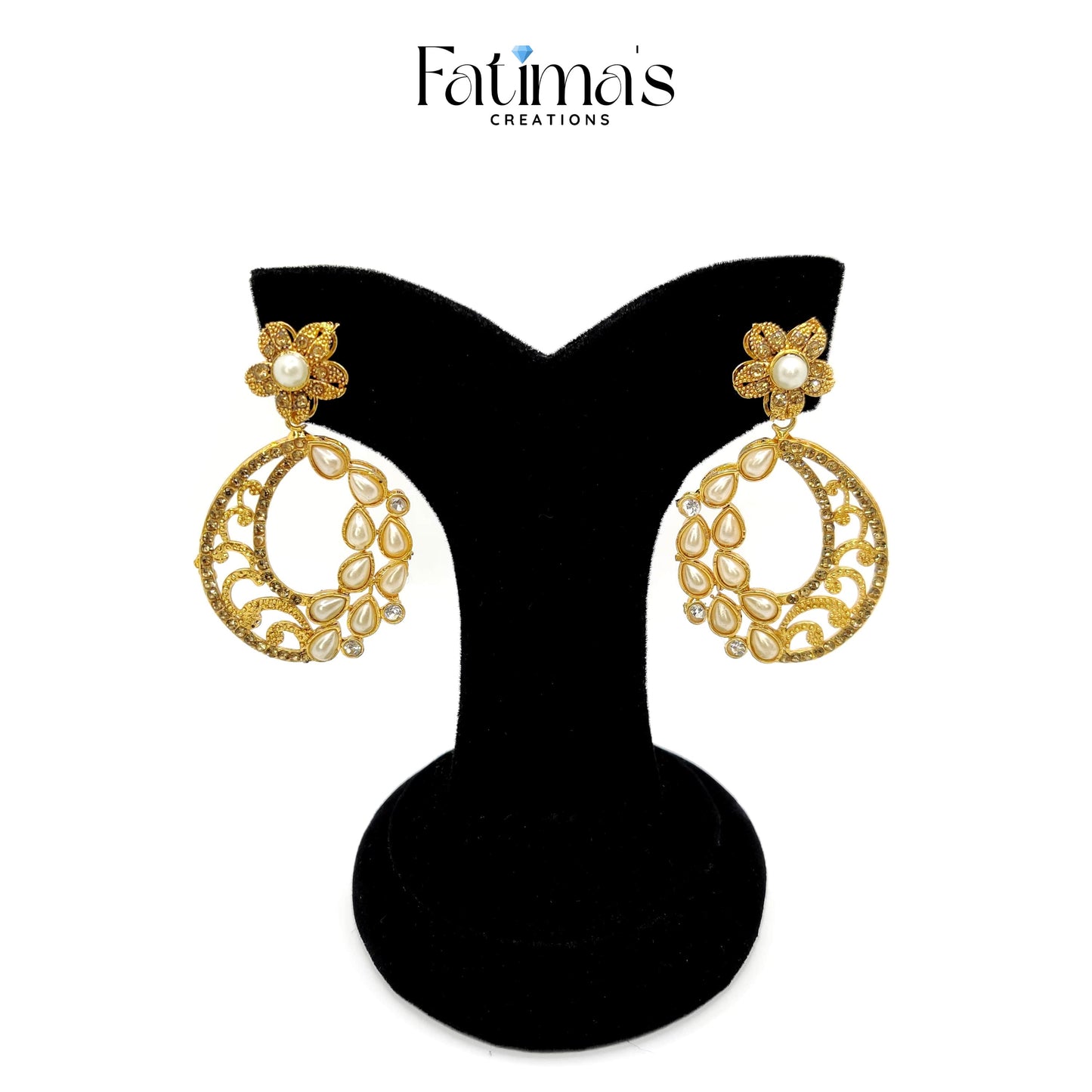 Radiant Grace Earrings – Gold Plated Blue Stone Statement Earrings by Fatima’s Creations