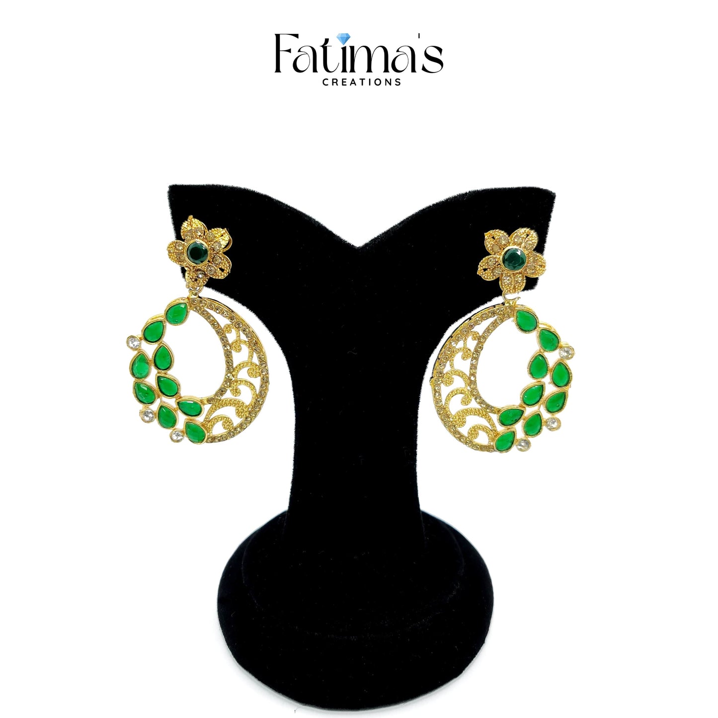 Radiant Grace Earrings – Gold Plated Blue Stone Statement Earrings by Fatima’s Creations