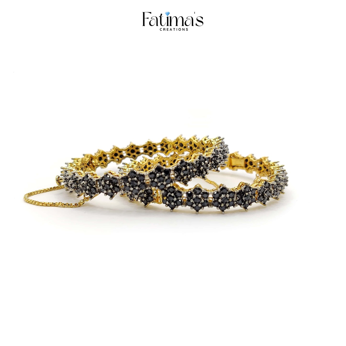 🖤 Classic Charm Karray – Black Stone Bridal Bangles by Fatima’s Creations