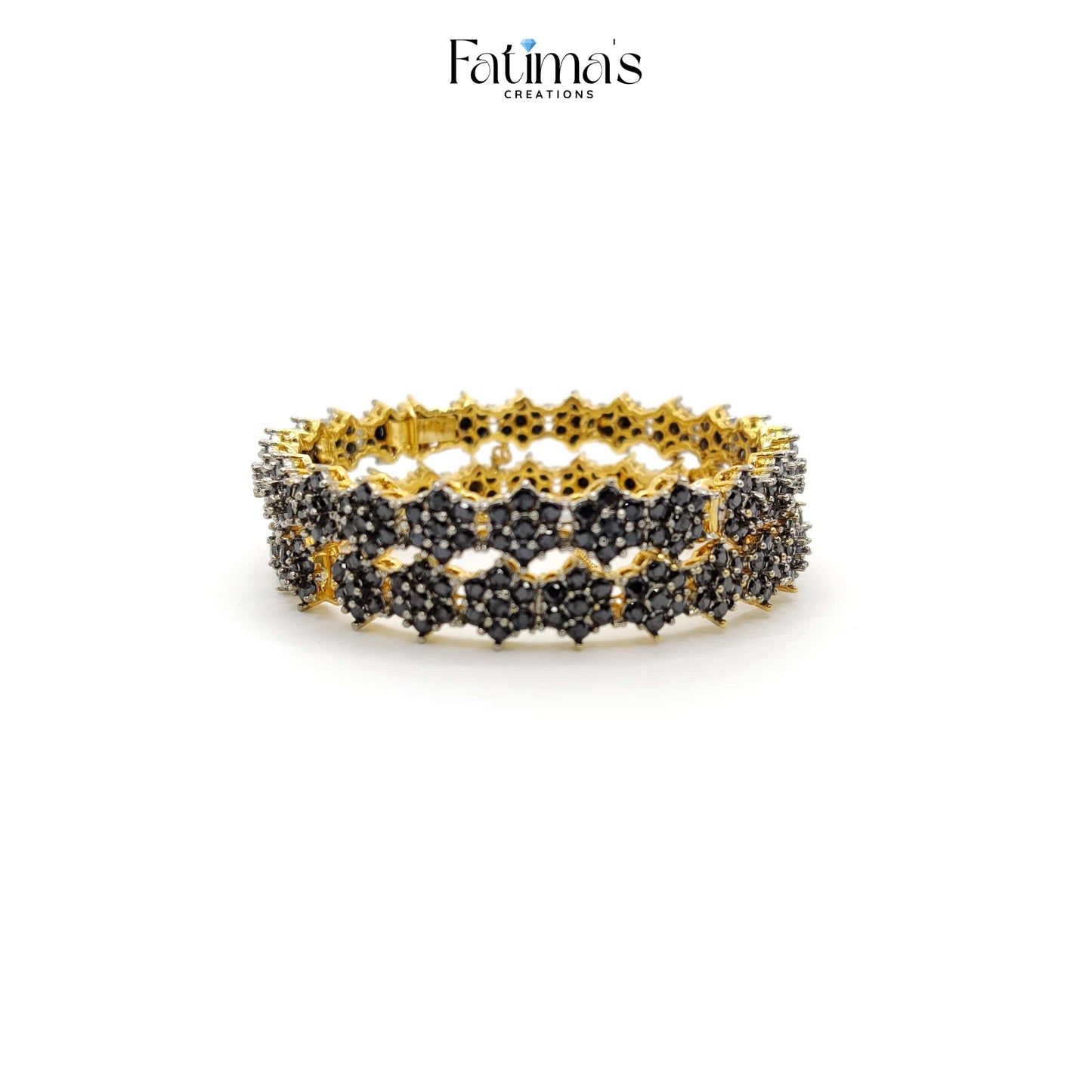 🖤 Classic Charm Karray – Black Stone Bridal Bangles by Fatima’s Creations
