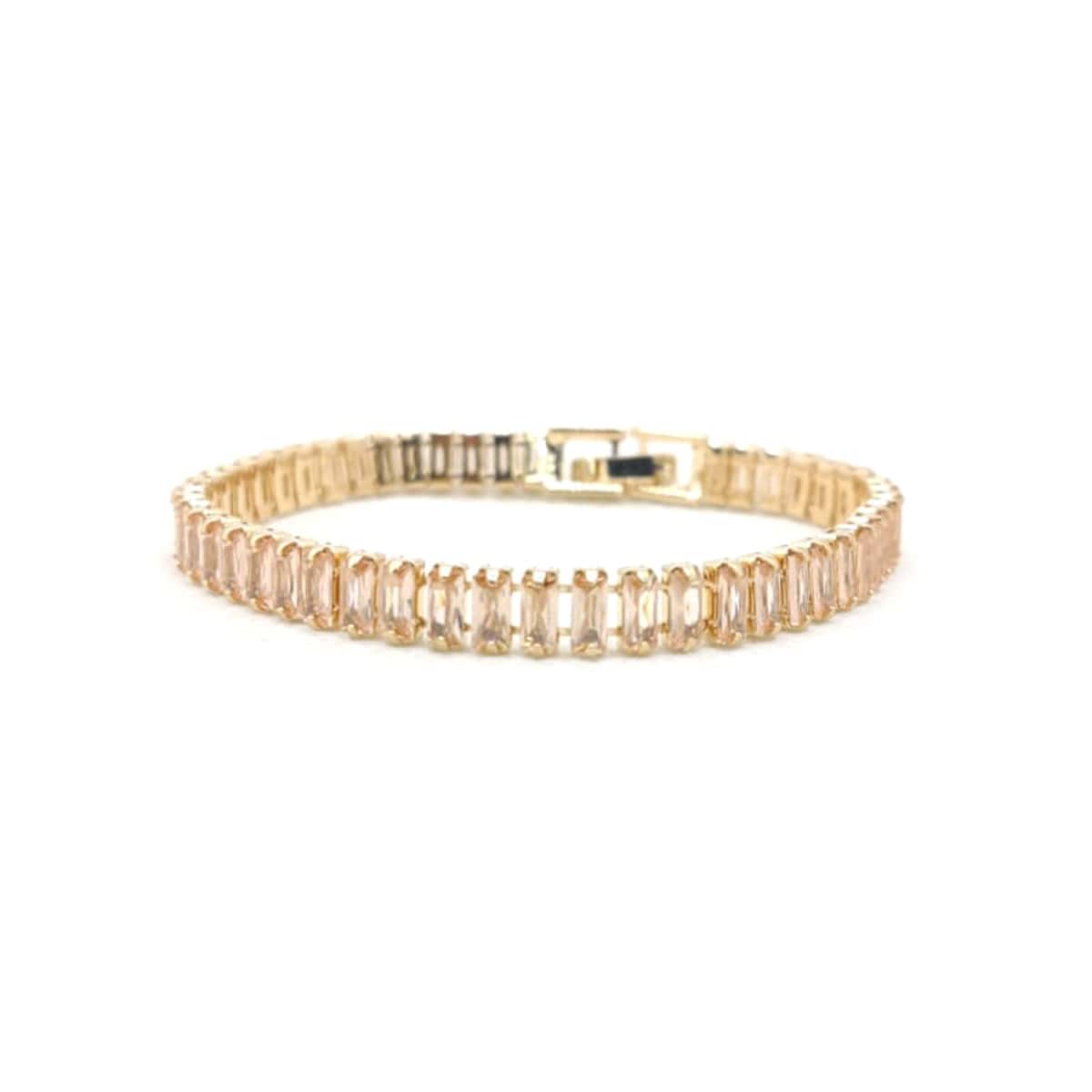 Elegant Tennis Bracelet β Minimalist Gold Plated Stone Bracelet for Women | Daily Wear & Party Jewelry