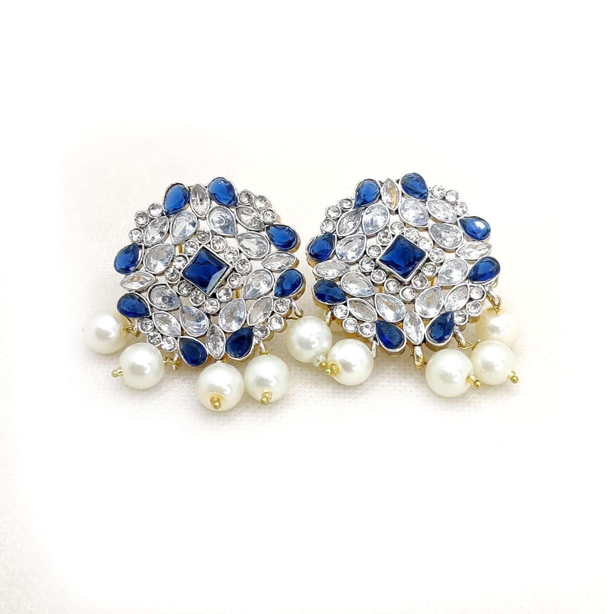 Dangle Pearls Stud Earrings β Handcrafted Traditional Studs with Crystal & Pearl Detailing | Ethnic Festive Jewelry