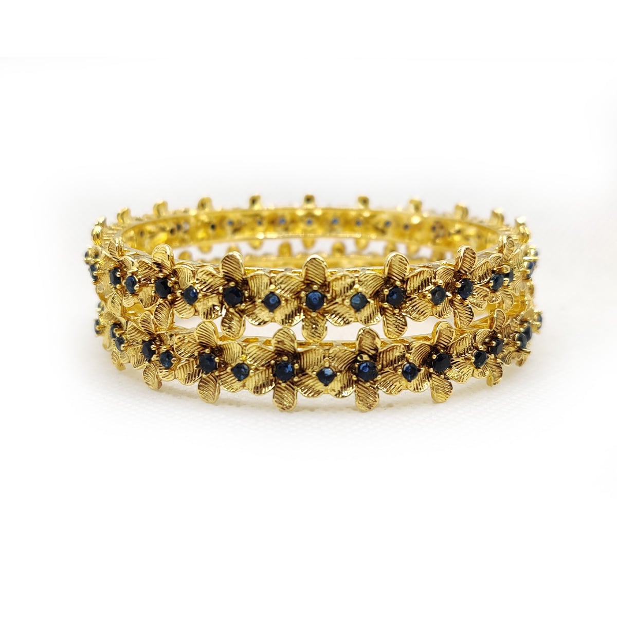 Midnight Bloom Karray – Floral Elegance with Sapphire Hues