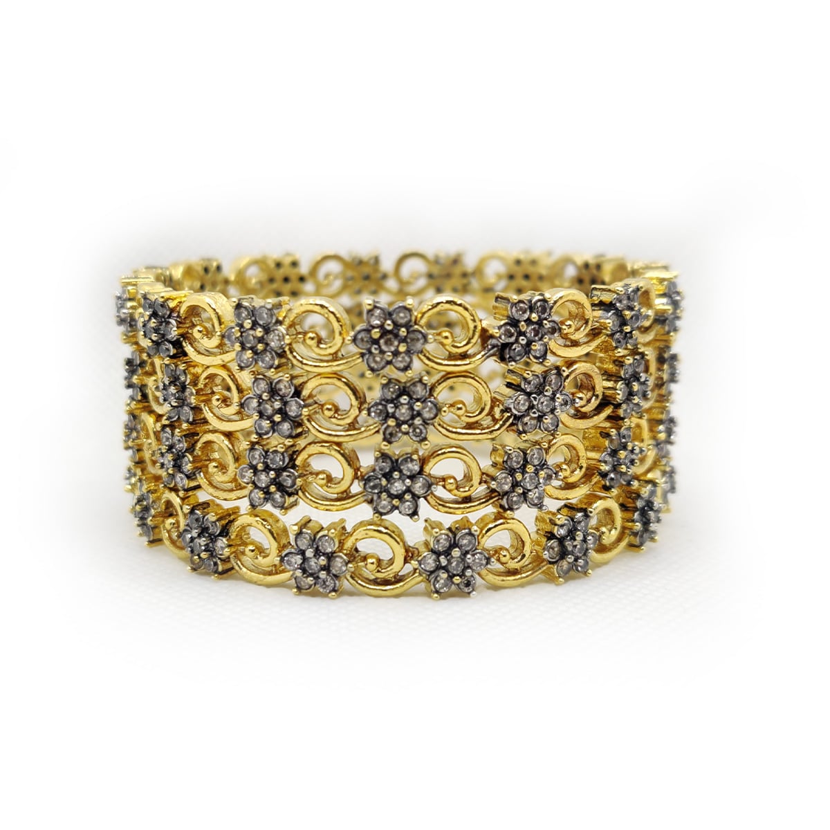 Flowers Bangles – Traditional Floral Beauty in Gold and Green