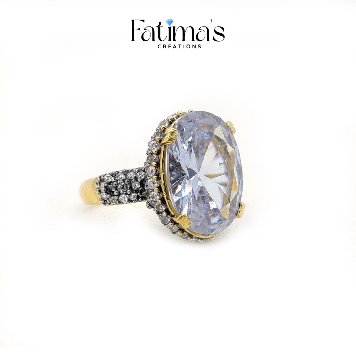 Royal Glimmer Ring β Statement Cocktail Ring with Oversized Crystal Gemstone | Handmade Fashion Jewelry