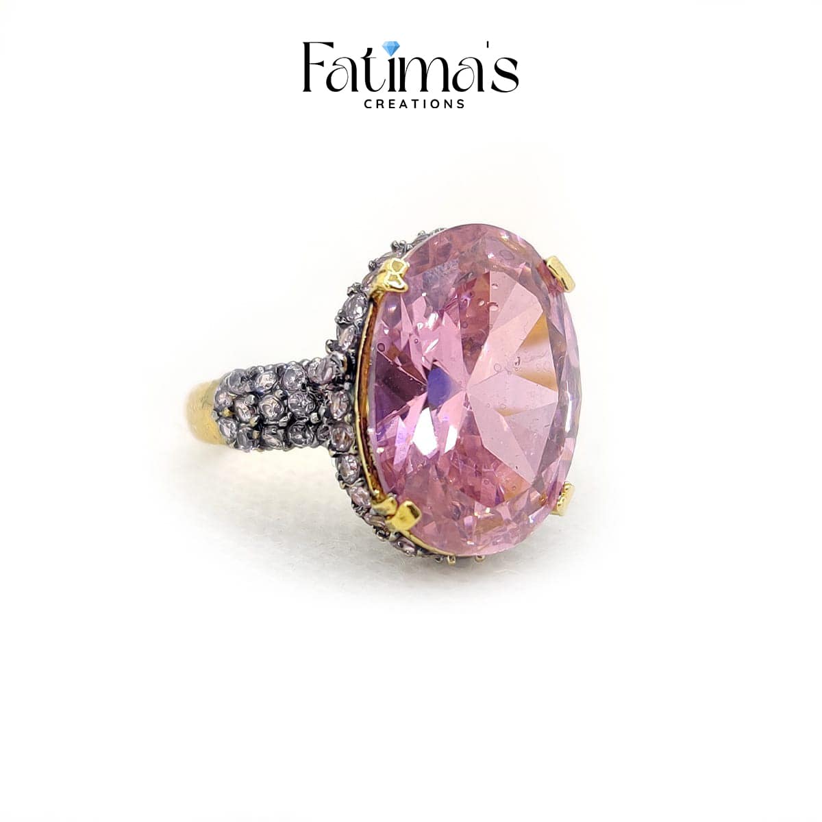 Royal Glimmer Ring β Statement Cocktail Ring with Oversized Crystal Gemstone | Handmade Fashion Jewelry