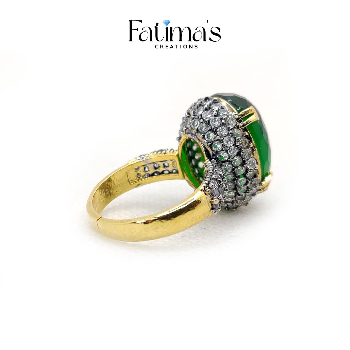 Royal Glimmer Ring β Statement Cocktail Ring with Oversized Crystal Gemstone | Handmade Fashion Jewelry