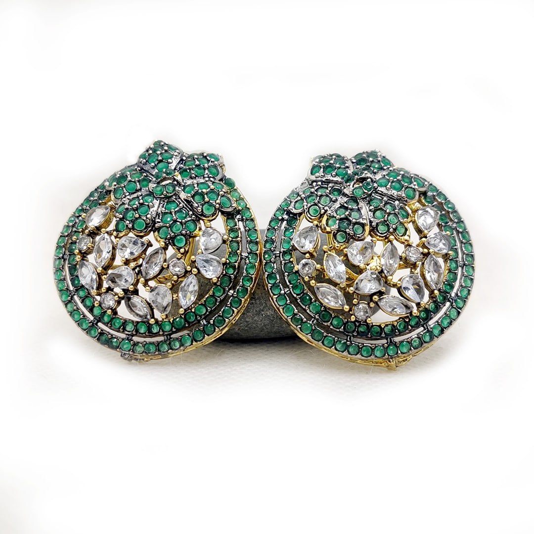 Ornate Cluster Studs β Multicolor Stone Stud Earrings for Women | Traditional Handmade Jewelry