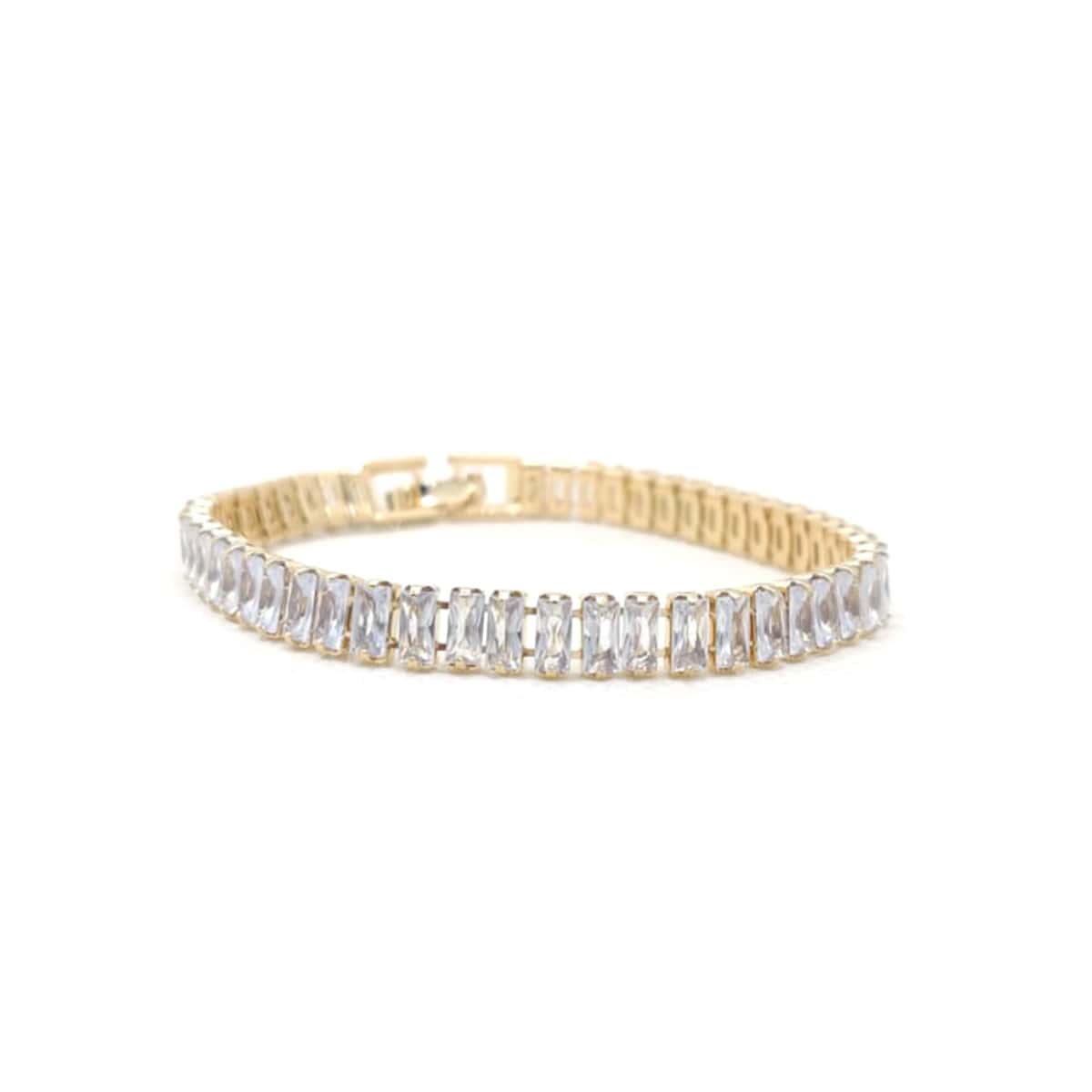 Elegant Tennis Bracelet β Minimalist Gold Plated Stone Bracelet for Women | Daily Wear & Party Jewelry