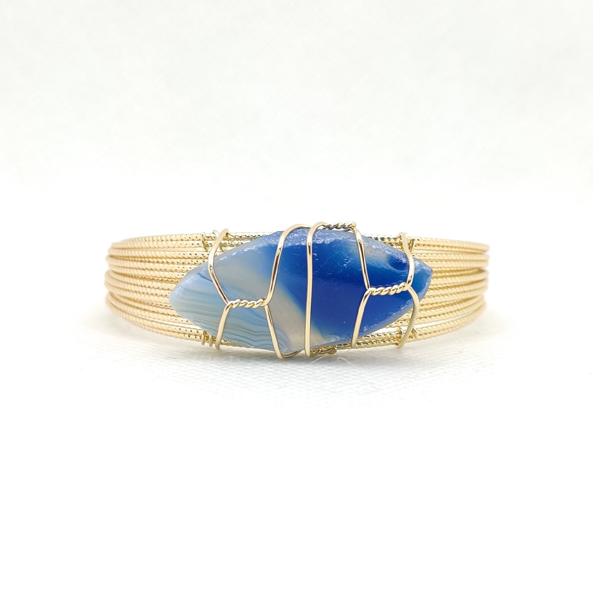 Natural Stone Charm Karra – Handcrafted Statement Bangle with Real Gemstone