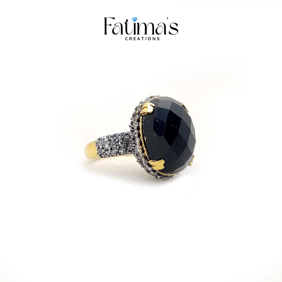 Royal Glimmer Ring β Statement Cocktail Ring with Oversized Crystal Gemstone | Handmade Fashion Jewelry