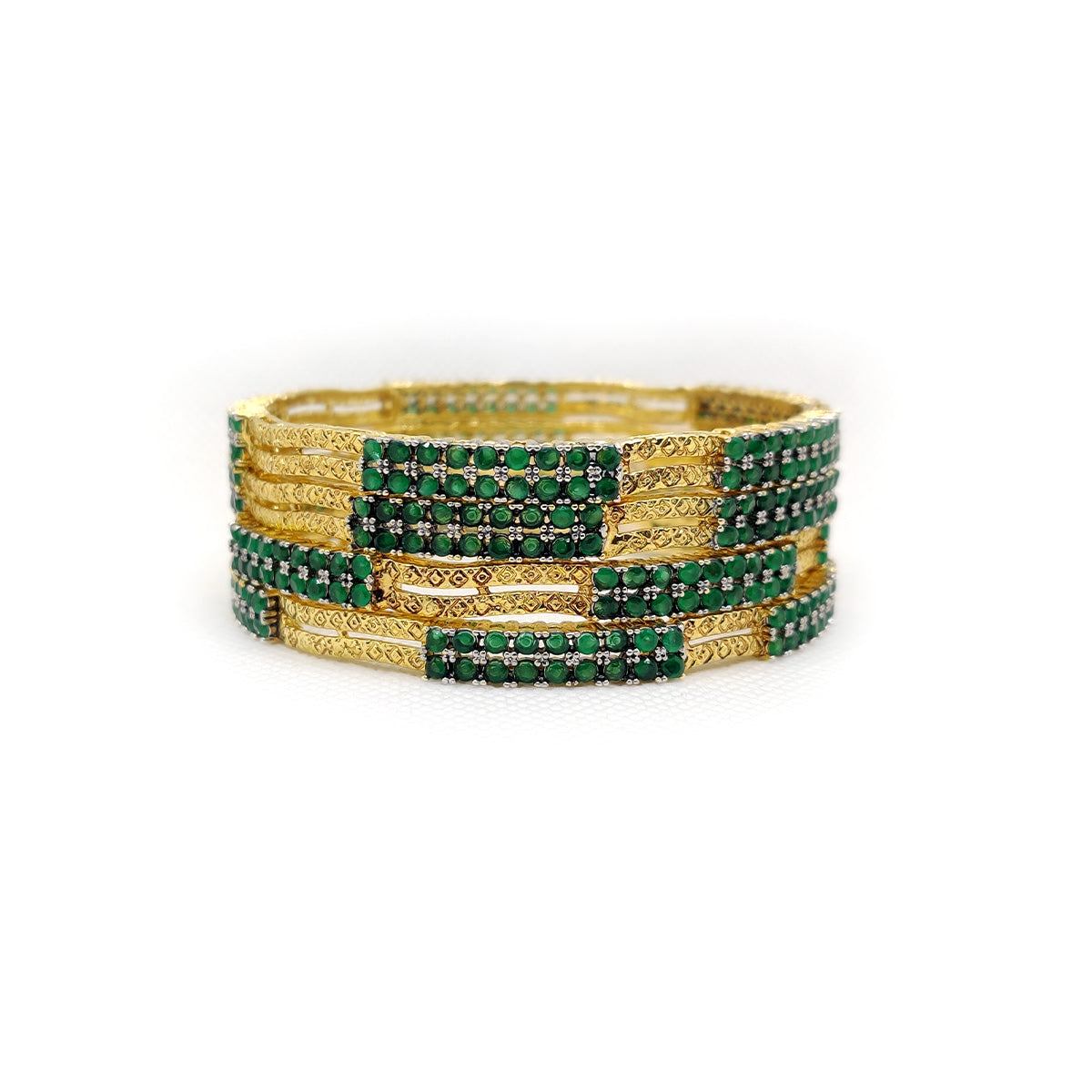 Ruby Gleam Bangles – Gold Plated Traditional Bangles with Deep Red Detailing