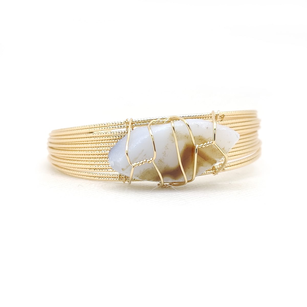 Natural Stone Charm Karra – Handcrafted Statement Bangle with Real Gemstone