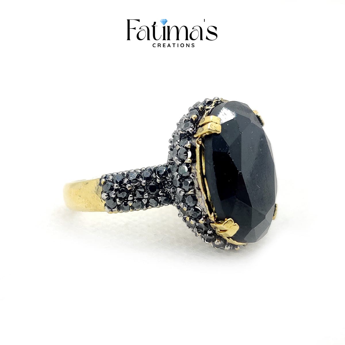 Royal Glimmer Ring β Statement Cocktail Ring with Oversized Crystal Gemstone | Handmade Fashion Jewelry