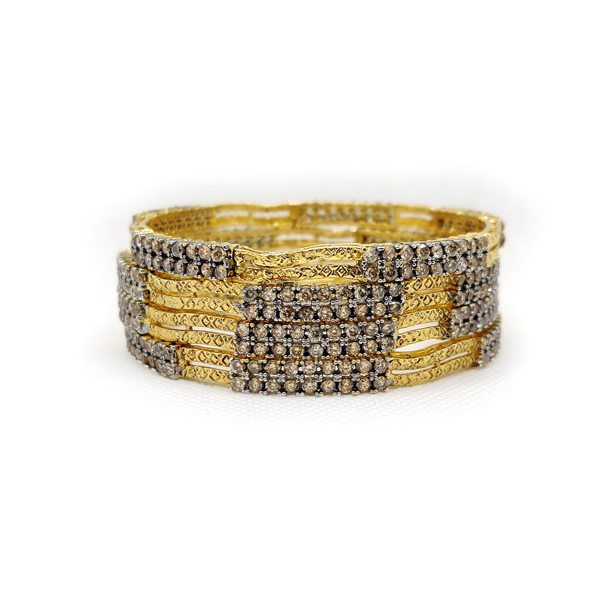 Ruby Gleam Bangles – Gold Plated Traditional Bangles with Deep Red Detailing