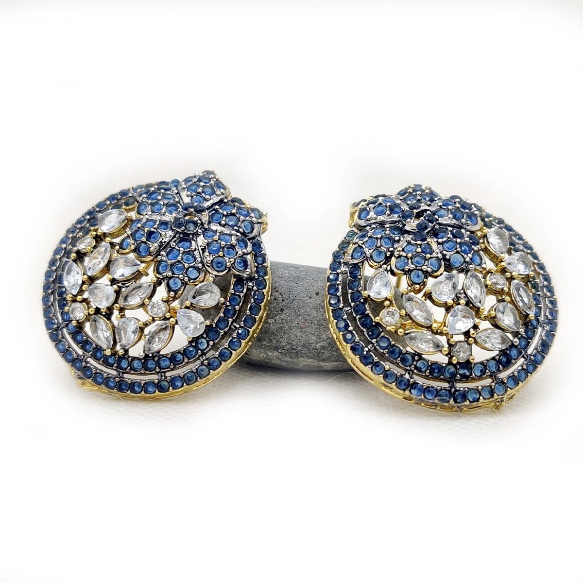 Ornate Cluster Studs β Multicolor Stone Stud Earrings for Women | Traditional Handmade Jewelry