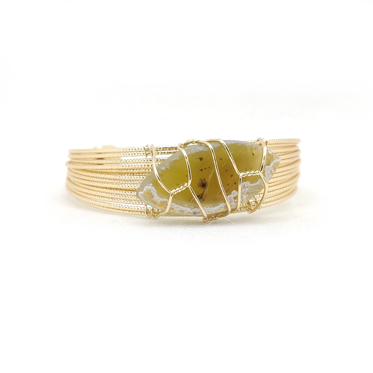 Natural Stone Charm Karra – Handcrafted Statement Bangle with Real Gemstone