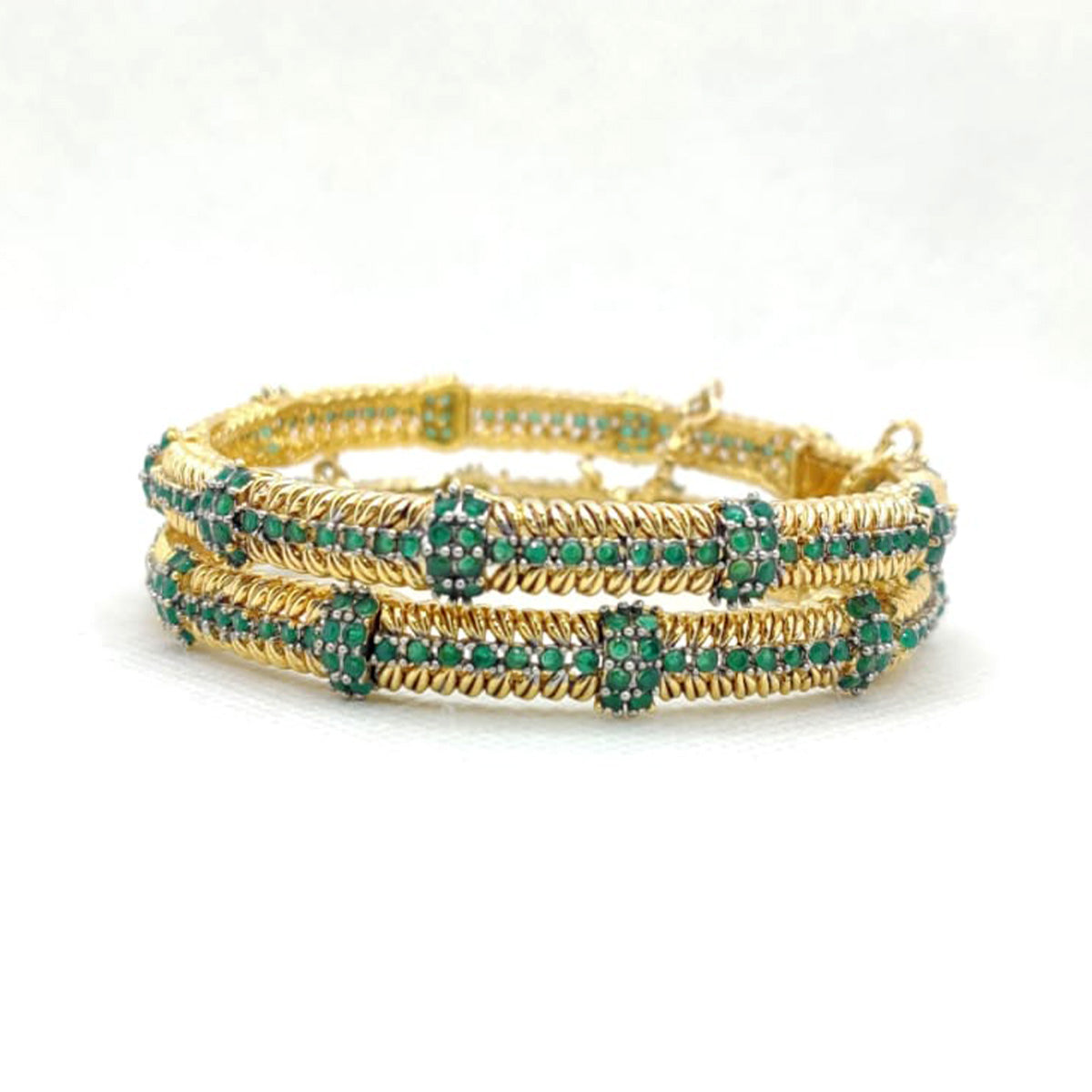 Regalia Stone Karray – Multi-Stone Traditional Bangles in Gold Finish
