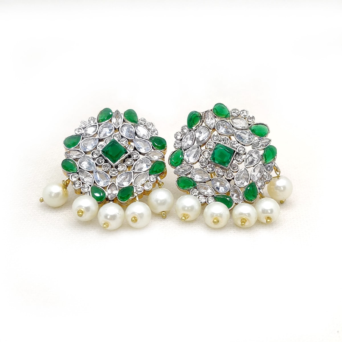 Dangle Pearls Stud Earrings β Handcrafted Traditional Studs with Crystal & Pearl Detailing | Ethnic Festive Jewelry