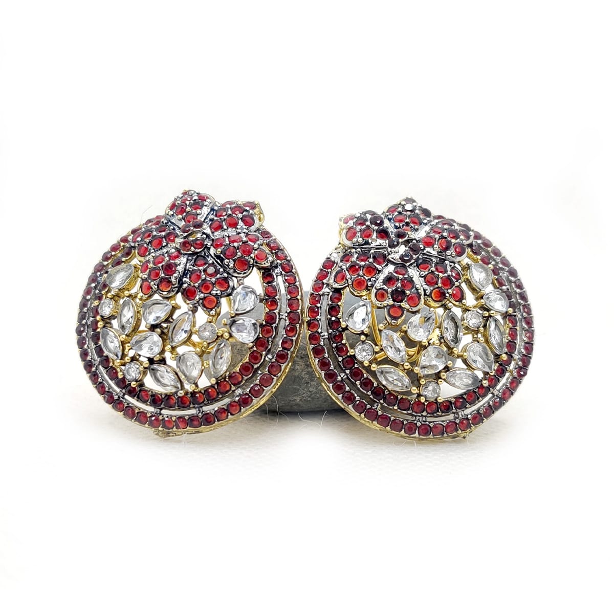 Ornate Cluster Studs β Multicolor Stone Stud Earrings for Women | Traditional Handmade Jewelry