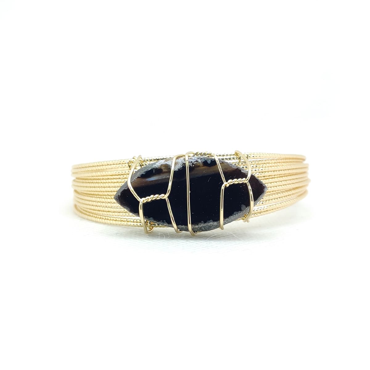 Natural Stone Charm Karra – Handcrafted Statement Bangle with Real Gemstone