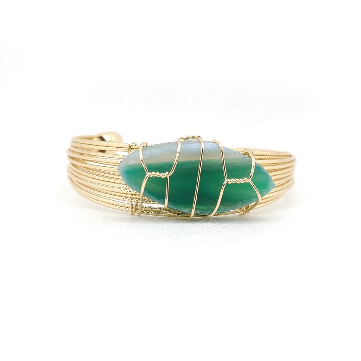 Natural Stone Charm Karra – Handcrafted Statement Bangle with Real Gemstone