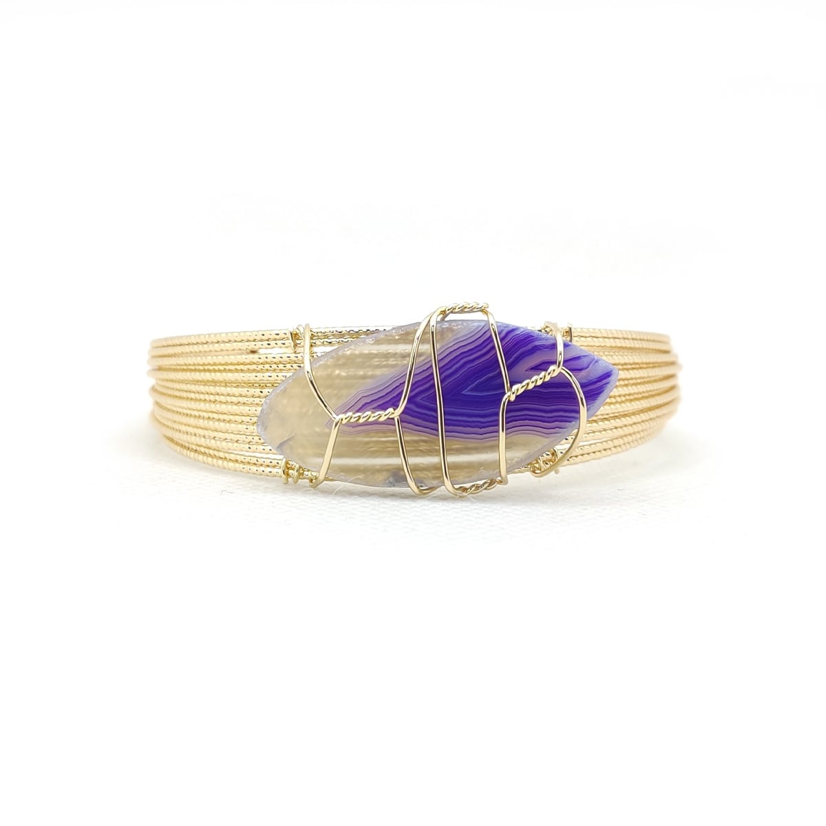 Natural Stone Charm Karra – Handcrafted Statement Bangle with Real Gemstone