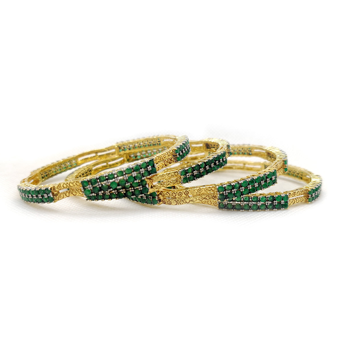 Ruby Gleam Bangles – Gold Plated Traditional Bangles with Deep Red Detailing