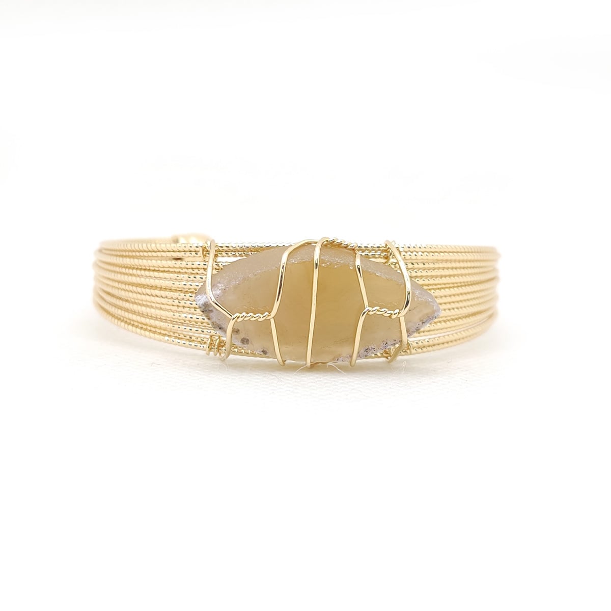 Natural Stone Charm Karra – Handcrafted Statement Bangle with Real Gemstone
