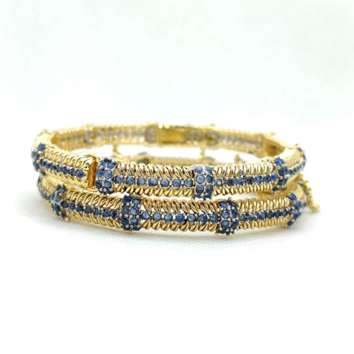 Regalia Stone Karray – Multi-Stone Traditional Bangles in Gold Finish