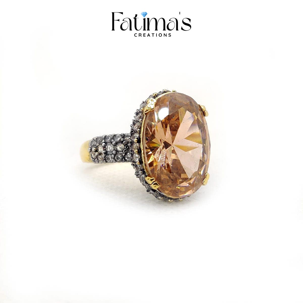 Royal Glimmer Ring β Statement Cocktail Ring with Oversized Crystal Gemstone | Handmade Fashion Jewelry