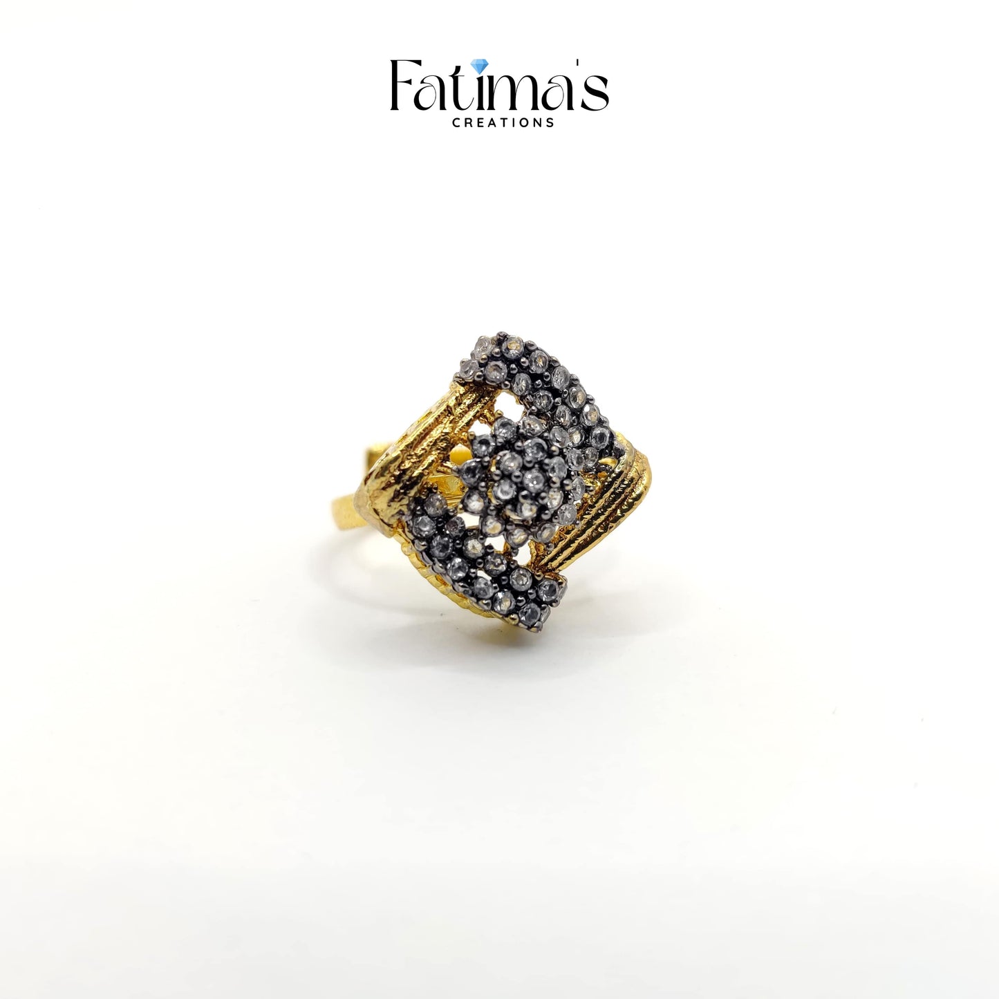 Royal Elegance Ring – Handcrafted Statement Ring with Classic Zirqon Cluster | Ethnic Cocktail Jewelry