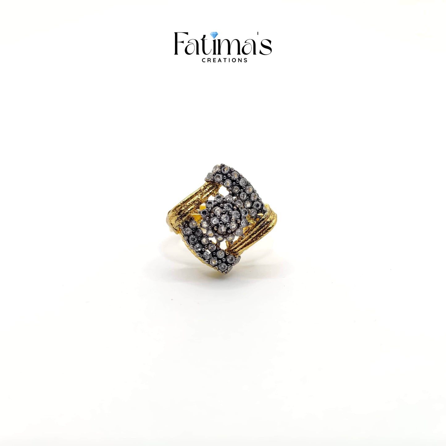 Royal Elegance Ring – Handcrafted Statement Ring with Classic Zirqon Cluster | Ethnic Cocktail Jewelry
