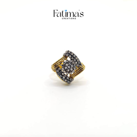 Royal Elegance Ring – Handcrafted Statement Ring with Classic Zirqon Cluster | Ethnic Cocktail Jewelry