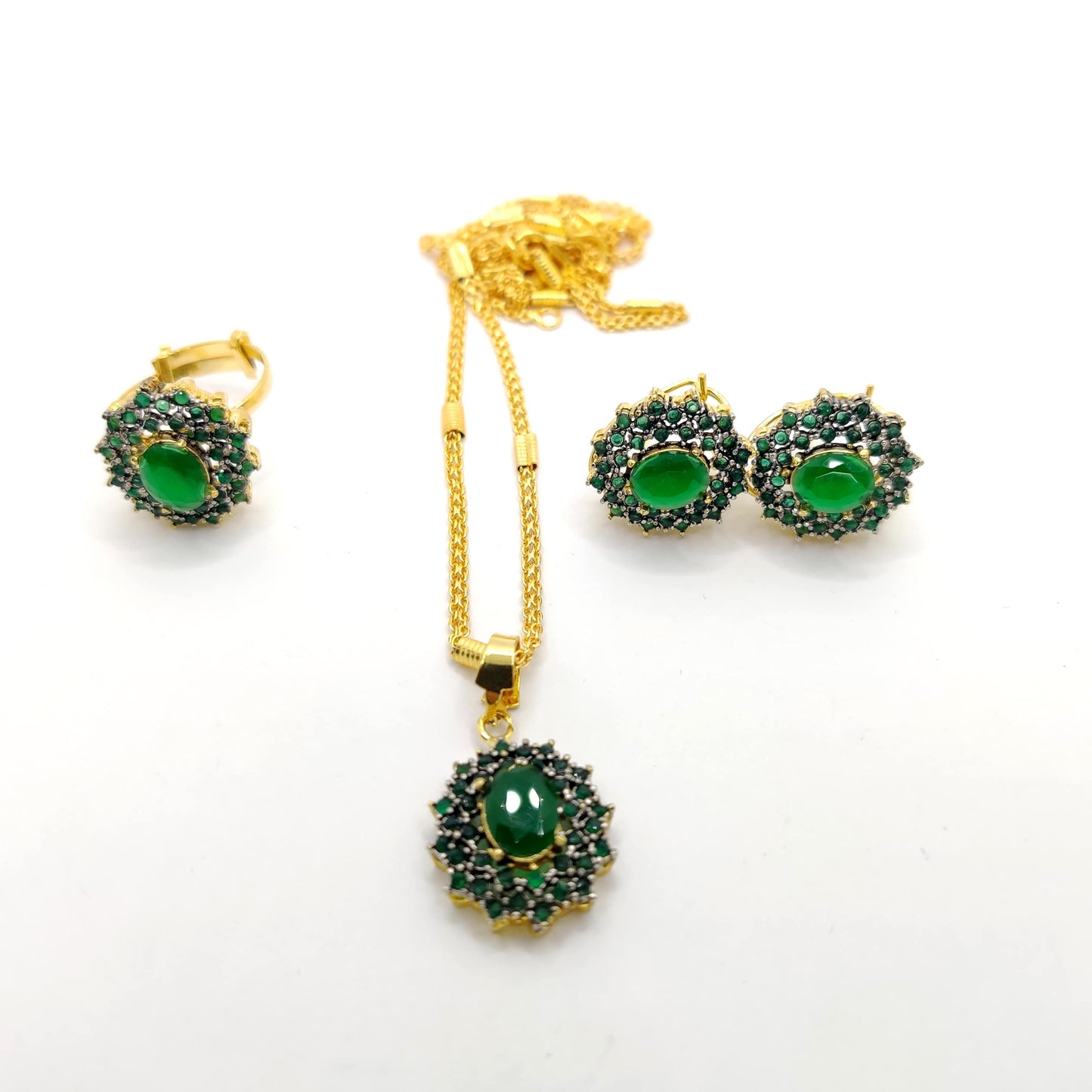 Elegance Combo Set – 3-Piece Handmade Jewelry Set with Ring, Earrings &amp; Locket for Women