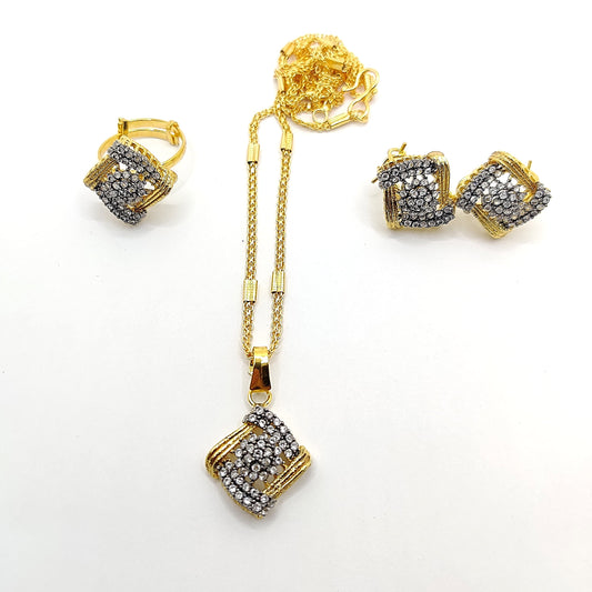 Brilliant Combo Jewelry Set – Elegant Locket, Ring &amp; Earrings Set | Complete Party Wear Jewelry
