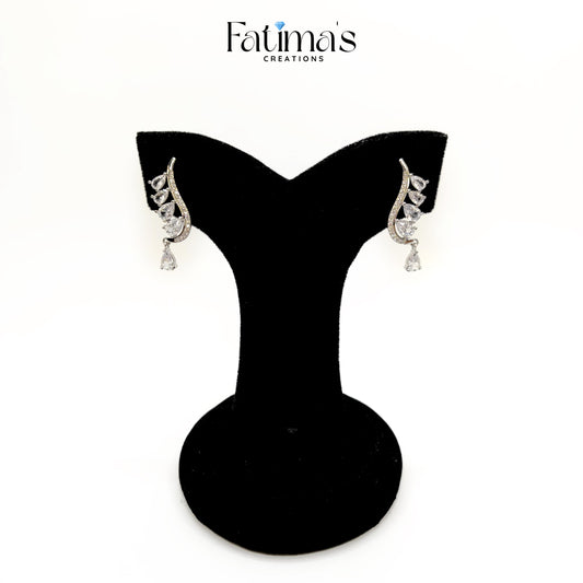 Ad Stone Earrings – Elegant Silver CZ Drop Earrings by Fatima’s Creations