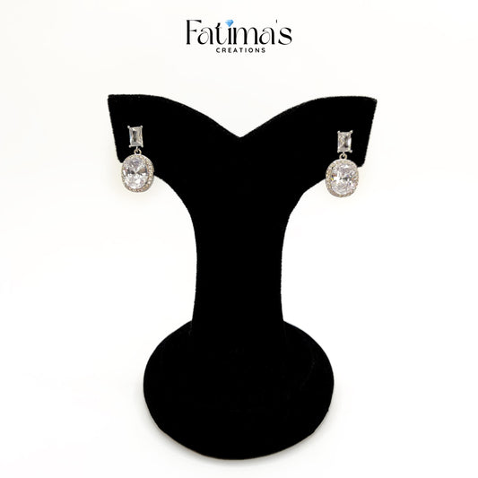 Crystal Grace Earrings – Elegant Oval Drop AD Earrings by Fatima’s Creations